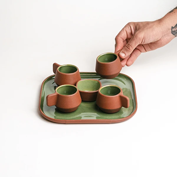 Conjunto Bandeja Quadrupla Mini Xícaras | Boobam