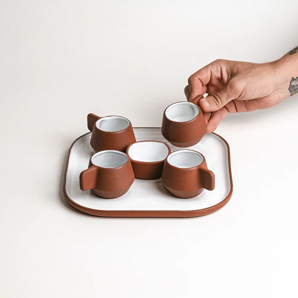 Conjunto Bandeja Quadrupla Mini Xícaras | Boobam